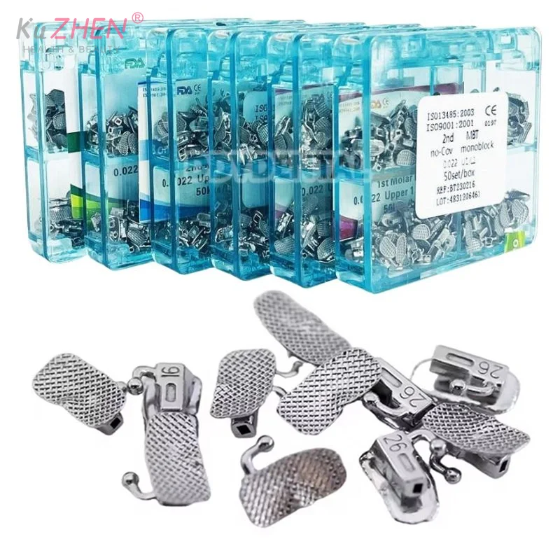 

50Set/1 Box Dental Buccal Tubes Bondable 1st/2nd Molar Monoblock Non-Convertible Single Tube Roth MBT Dentistry Materials Access