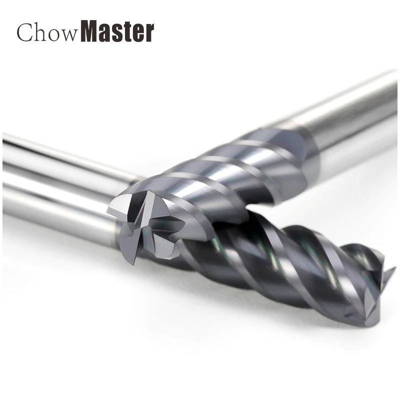 Inç boyutu karbür freze kesicisi 4 flüt 1/2,3/8,5/16,1/4,3/16,1/8 Metal anahtar koltuk Tungsten çelik CNC makine kesme frezeler