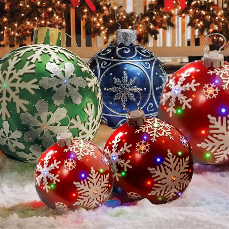 60cm Outdoor Christmas Inflatable Decorated Ball PVC Giant Big Large Balls Party Xmas Tree Decorations Toy Ball Without Light