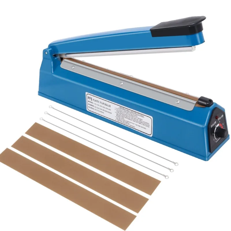 Máquina de sellado térmico manual semiautomática de 300Mm, máquina de sellado de película de cartón de plástico y alimentos, máquina de sellado por pulsos