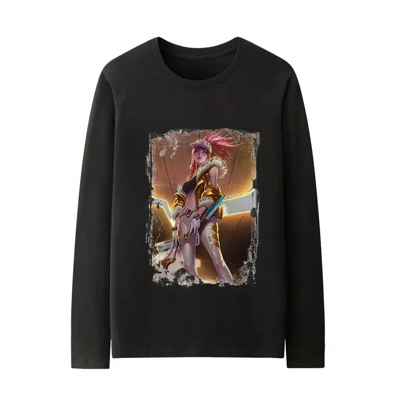 American League of Legends Msi Trend Autumn Winter Black Round Neck Hoodie Cotton Print Men Women Sweatshirt Swain Sett Akali