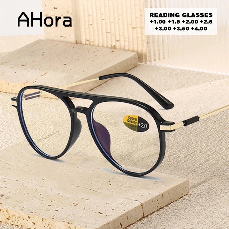 

Ahora Anti-blue Light Presbyopic Reading Glasses Frame Women Men Retro Spectacles Frames Hight Quality Eyewear 0 +1.0 to +4.0