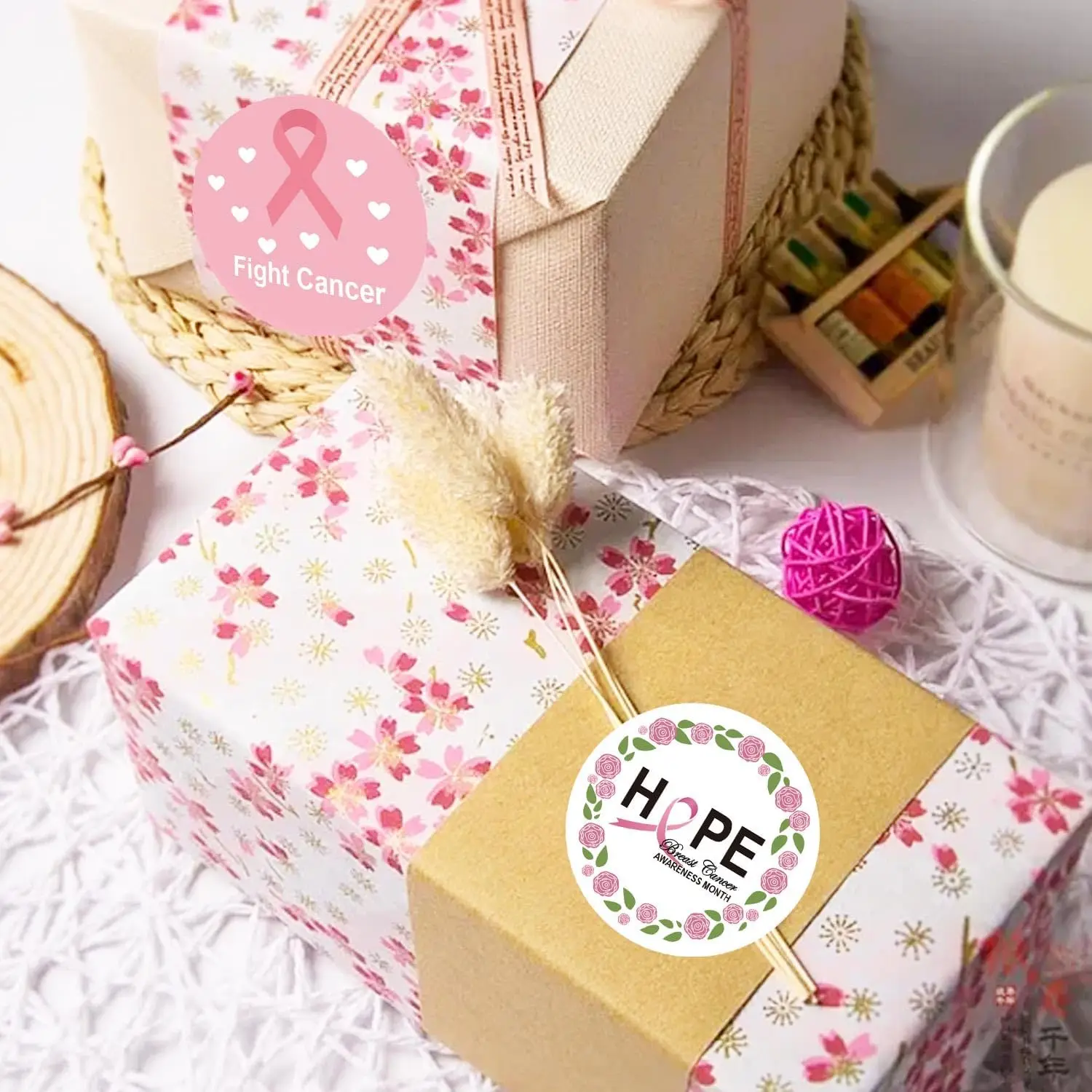 Breast Cancer Awareness Stickers 1.5 inch Pink Breast Cancer Awareness for Fundraising Party Favors Supplies 500pcs