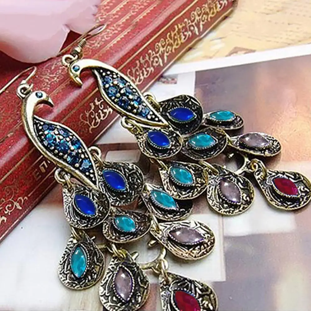 Vintage Dangle for Party Earrings Hook Earrings Jewelry Bohemian Style Peacock for Party