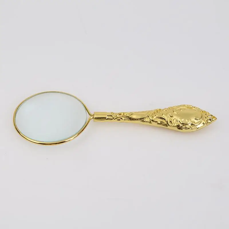 45Mm New European Delicate Pattern Handle Retro Glass Lens High-Grade Embossed Handle Reading Magnifying Glass for Reading Lupas