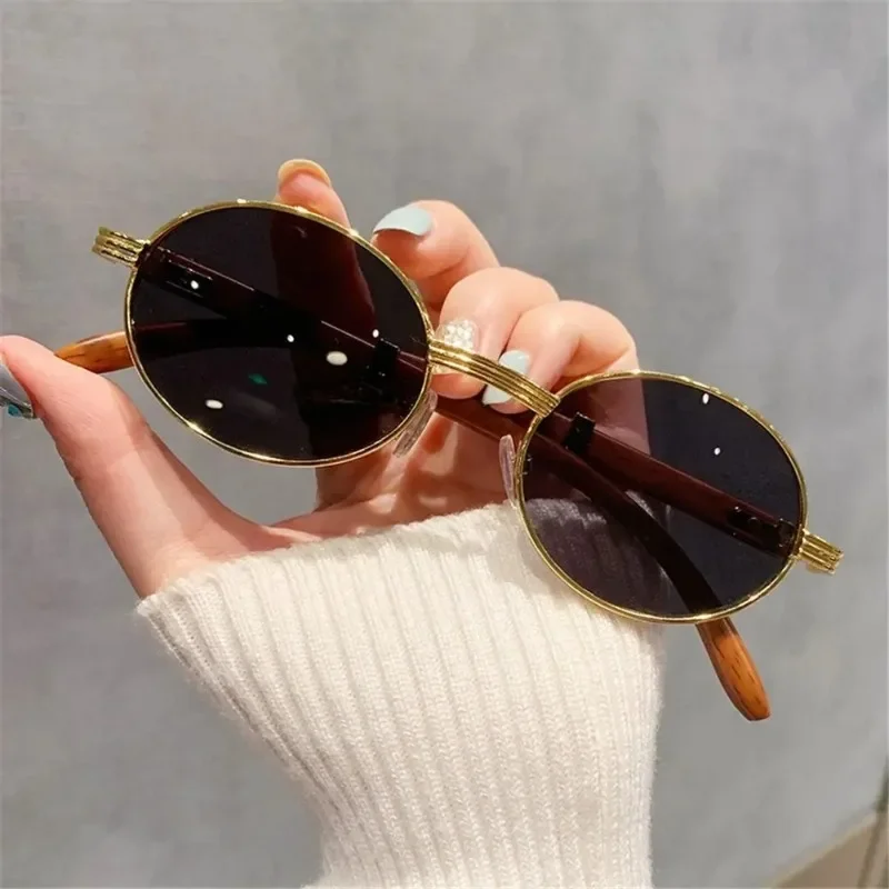 Fashion Small Frame Vintage Round Sunglasses Luxury Trendy UV400 Shades Classic Oval Sun Glasses for Women & Men view 3