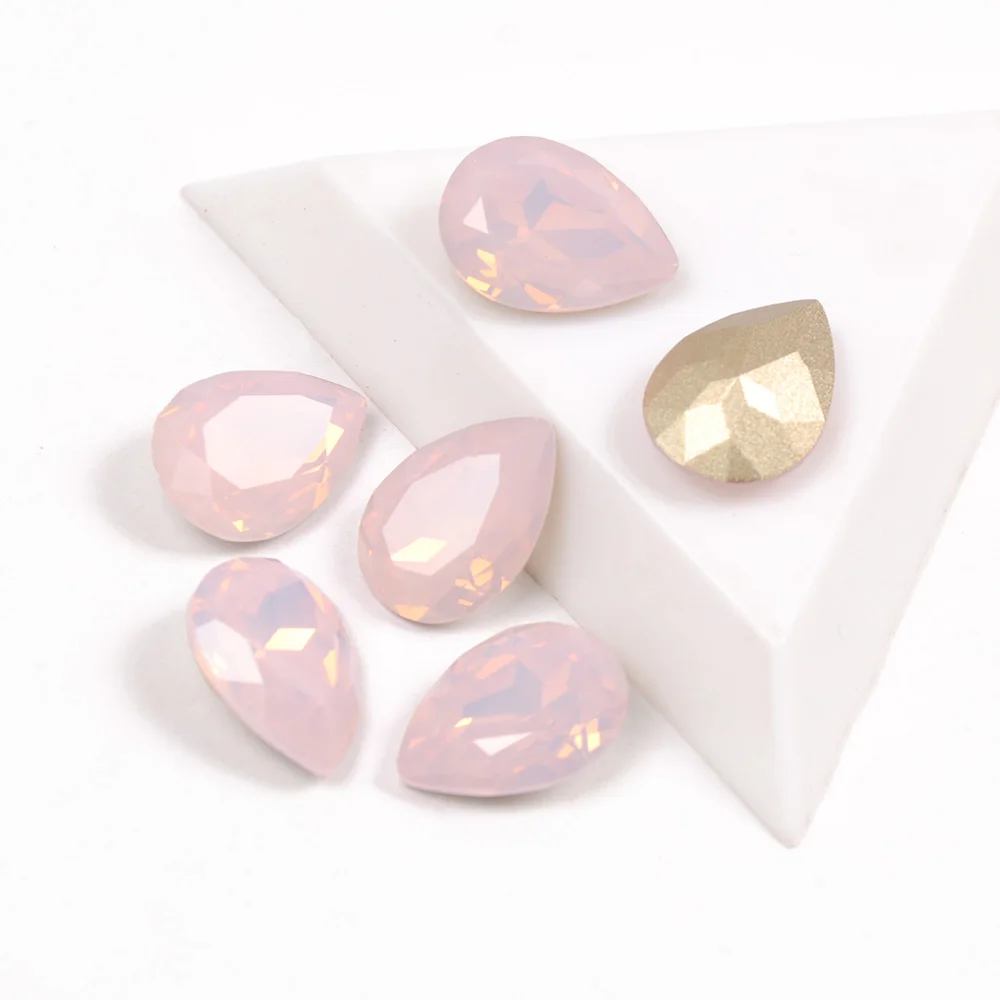 

Rose Water Opal Dorp Shape Pointed Back K9 Fancy Stones Popular Nail Art Crystal Rhinestones for 3D Nials Accessories