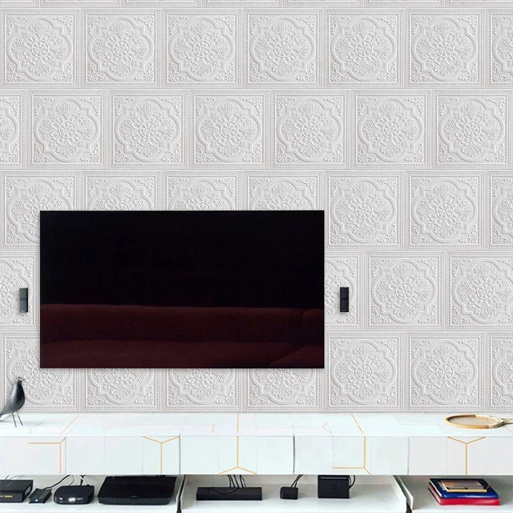 1pc 3D Tile Brick Wall StickerSelf-adhesive Foam Panel Waterproof Stickers Bedroom Ceiling Wall Stickers Home Decoration
