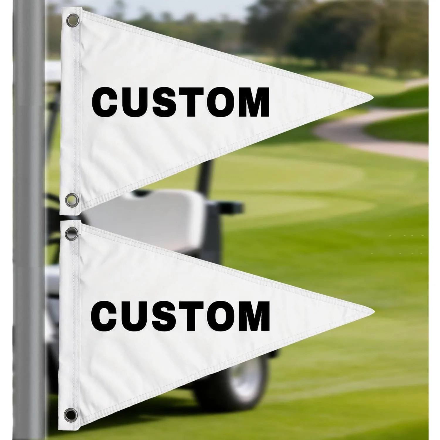 Custom Golf Cart Flag 2Pcs Customize Your Car Flag -Double Sided Vivid Color Flags-12x18inch