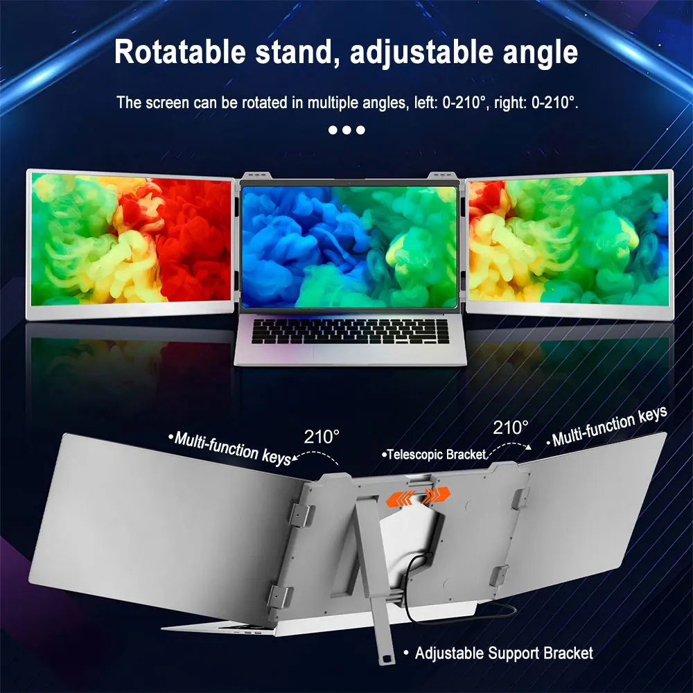 

Двойной удлинитель экрана ноутбука Портативный монитор 14 "FHD 1080P IPS Портативный двойной монитор для ноутбуков Plug and Play Двойной экран