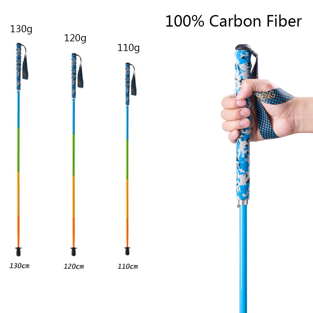 

Ultralight HM Carbon Fiber Trekking Poles - 5-Section Folding Anti-Shock For Hiking/Mountaineering Portable Quick Lock 130g