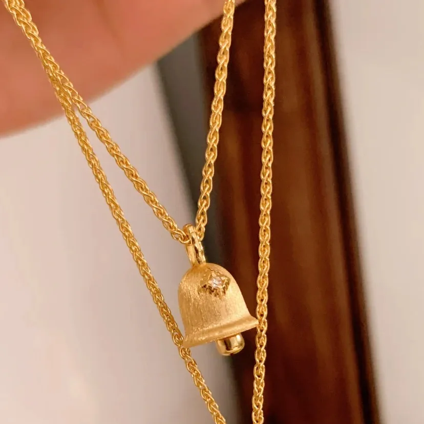 18K Real Gold Necklace Natural White Crystal Christmas Hat Pendant Wedding Engagement Jewelry for Girl Bizuteria Pendants gifts