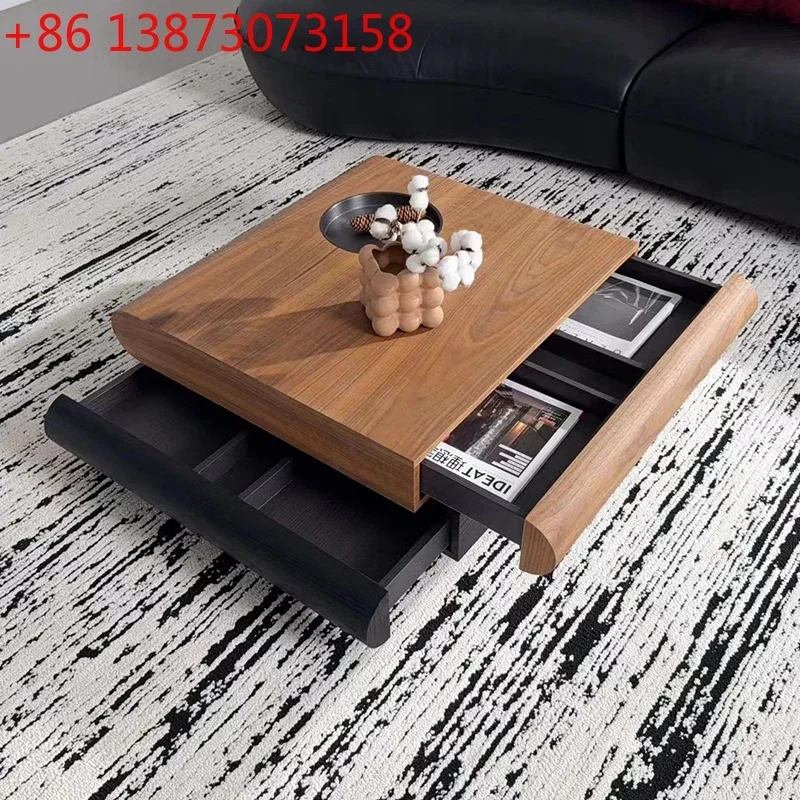 

Medieval style solid wood coffee table living room Nordic retro style modern simple rotating storage coffee table