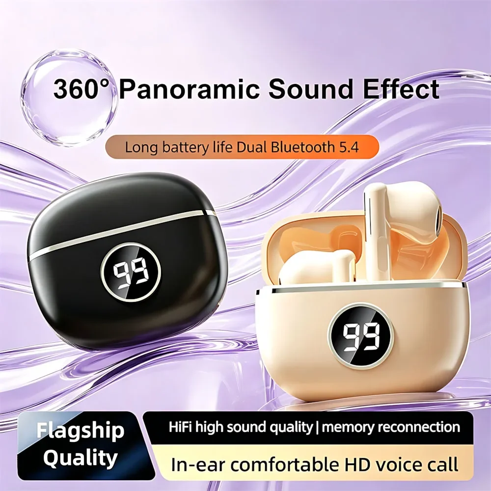 Semi-In-Ear Bluetooth Earphones HiFi Subwoofer Digital Displ