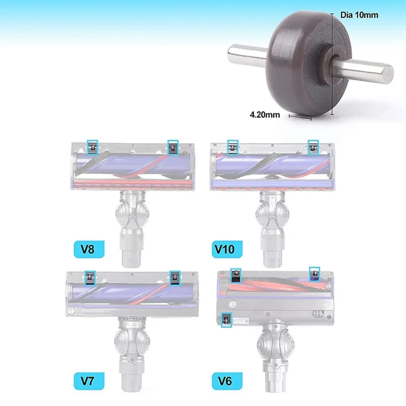 Widened Rollers And Axles Wheels Direct Drive Head For Dyson V6 V7 V8 V10 V11 Series Vacuum Cleaner Wheels Parts