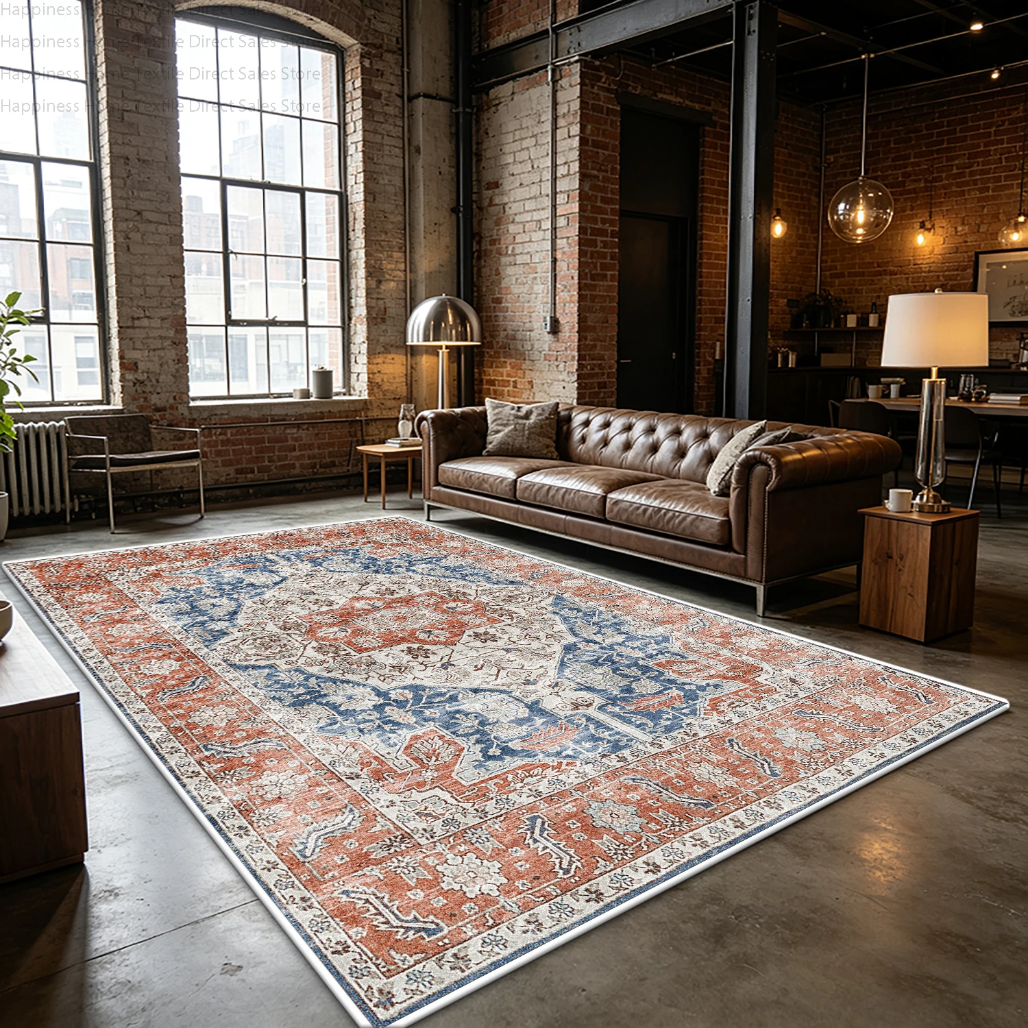 Tapis persan rétro de couleur claire pour salon, tapis antidérapant lavable de grande surface pour chambre à coucher, tapis de sol moelleux et doux pour salon
