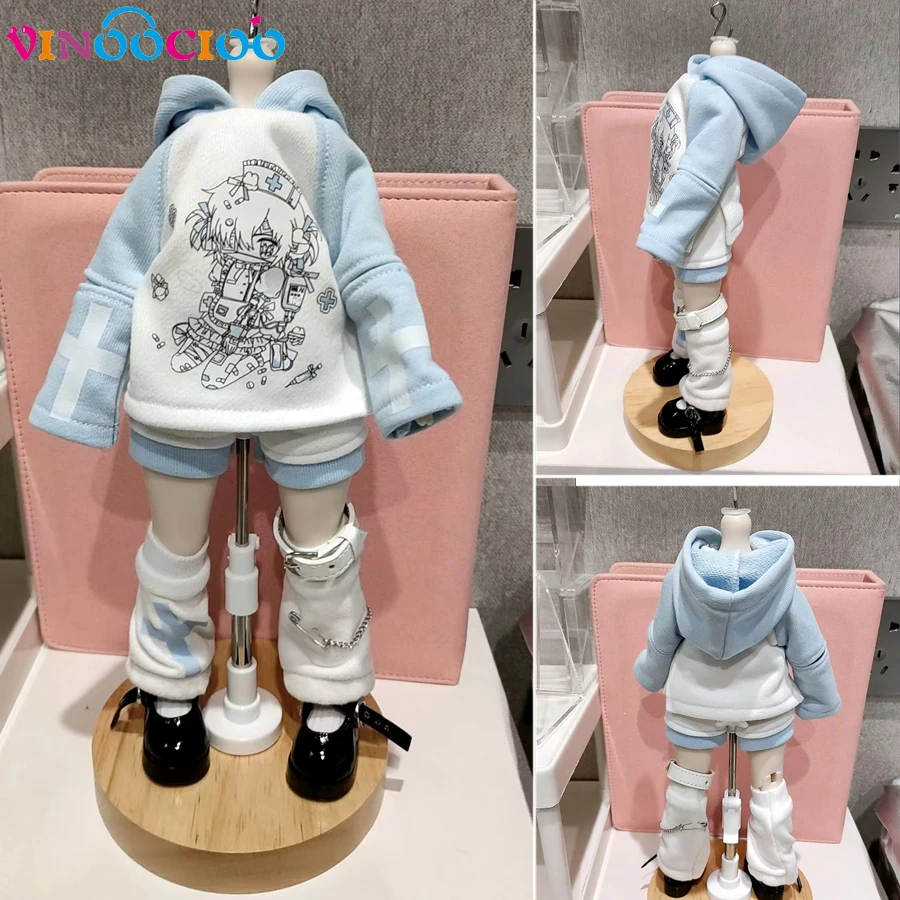 1/4 1/6 BJD Doll Clothes Outfit Choker Hoodie Pant Legwear 5Point Super Nice BJD Doll Clothes Set Accessories