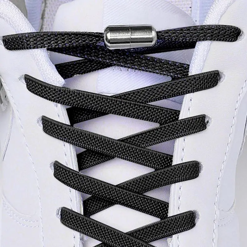 No Laces Shoelaces Elastic Shoelace No Tie No-Tie Shoelaces With Metal Buckles Stretchy Flat Shoes Strings For Board Shoes