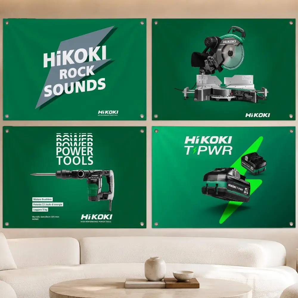Tools Power Professional HiKOKI Flags Fan Banner Tapestry Wall Hanging Garage BarDorm Camp Party Outdoor Home Decor Gift