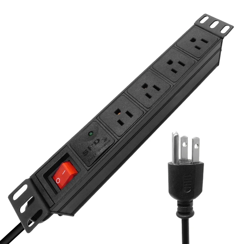 

PDU US Lightning protection Power Strip 4AC Outlets Sockets with US PLUG 2M Extension Cable Electrical Socket aluminium alloy