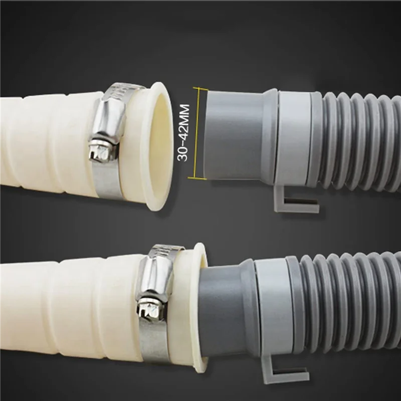 مجموعة خرطوم تصريف الغسالة FZFZ مكونة من 4 قطع، مجموعة تمديد أنابيب الصرف تناسب جميع خرطوم الصرف، مع مشبك خرطومين، 1 متر