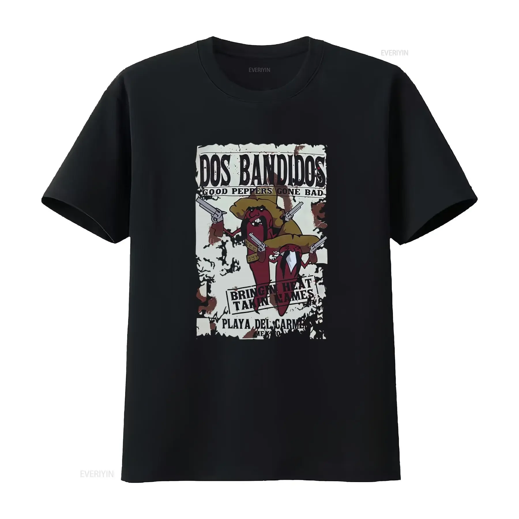 Dos Bandidos T Shirt Men Burnt Orange Cotton Crew Neck with Pepper Bandits Design vintage Washed graphic streetwear Stretched
