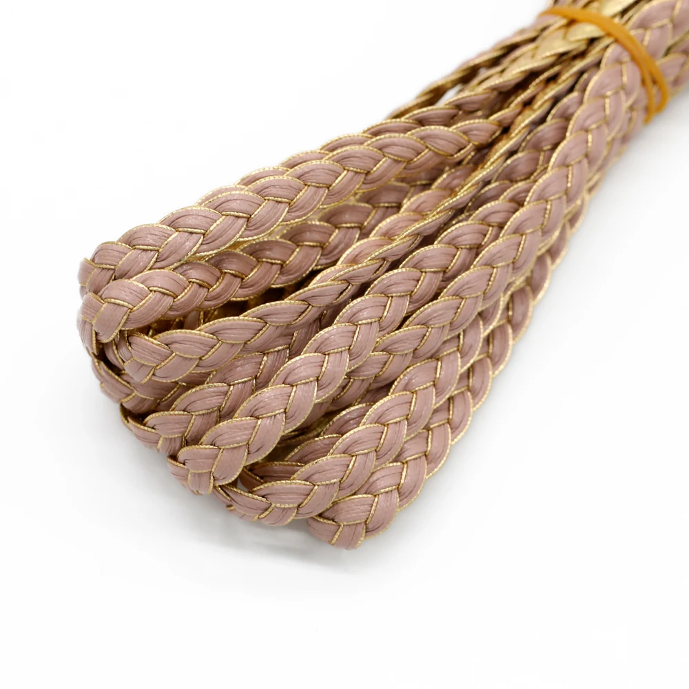 5 Meter 7mm Zweifarbig Geflochtener PU-Lederriemen für Taschen, Flache Lederschnur, Seil für DIY-Halsketten- und Armbandherstellung – Detail 6
