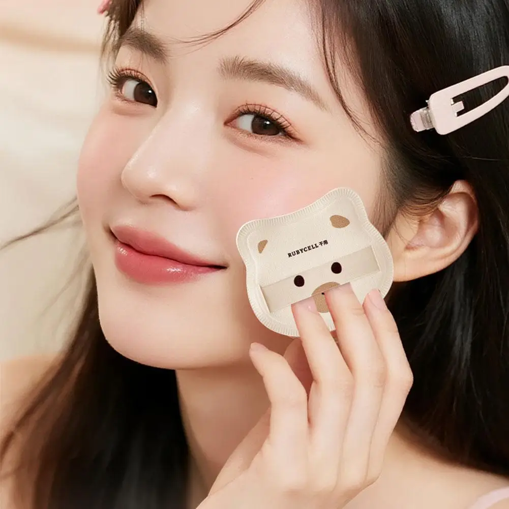 ชุดพัฟแต่งหน้ารูปหมีน่ารัก 5/8 ชิ้น พัฟเนื้อนุ่มแบบฟล็อกกิ้ง ใช้ได้ทั้งแบบเปียกและแบบแห้ง พัฟขนาดเล็กสำหรับแต่งหน้า