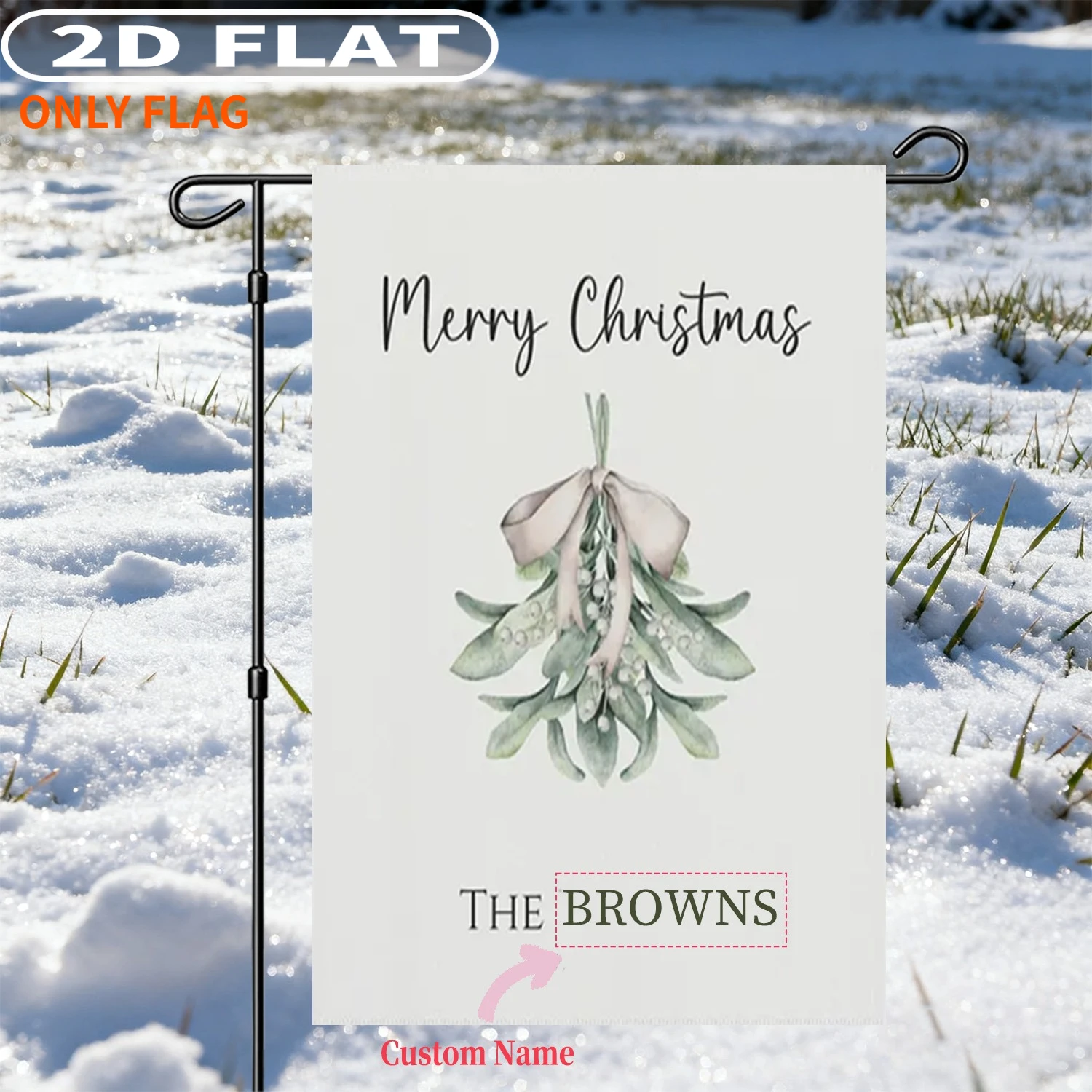 

Personalized 1pc Christmas Garden Flag(ONLY FLAG), Custom Flag with Your Last Name, Double Sided Polyester Christmas Sign
