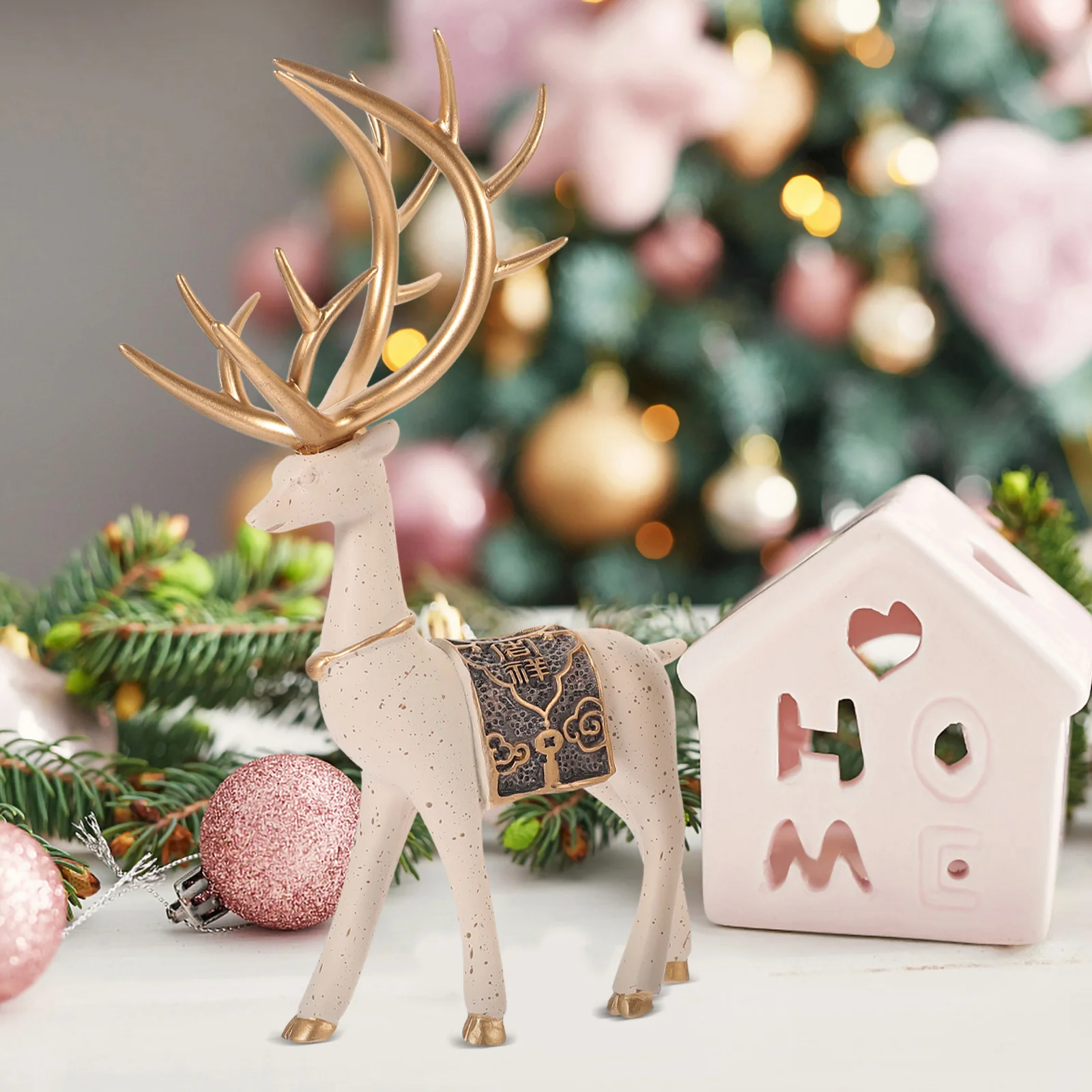

2Pcs Sika Deer Resin Ornaments Desktop Decoration Creative Table Ornament Natural Home Decor Sika Deer Decoration