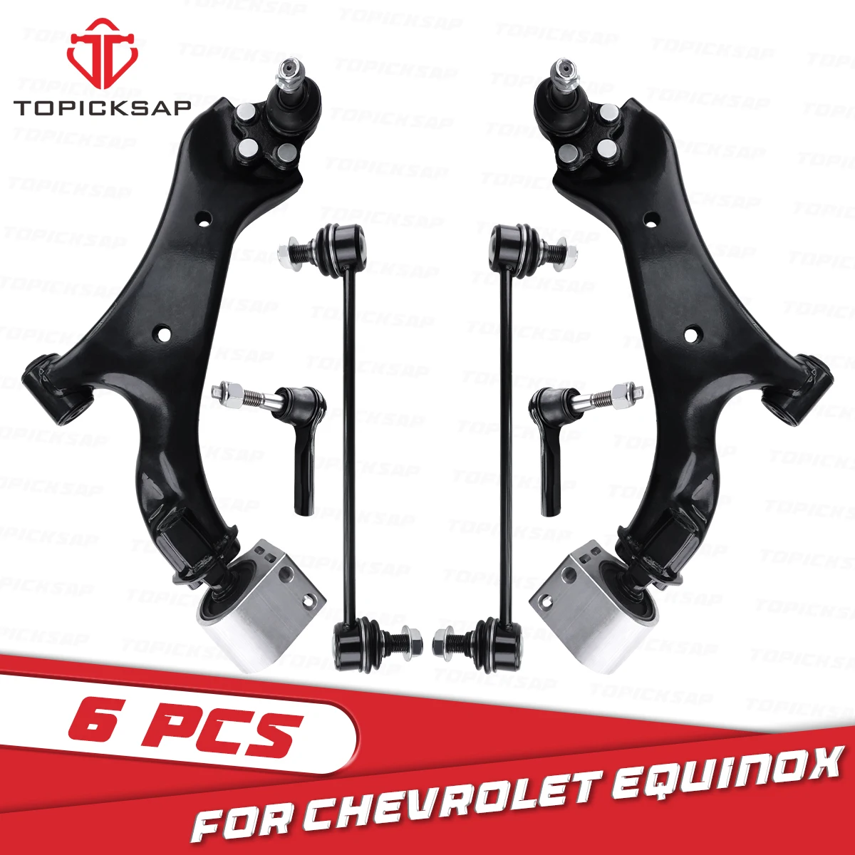 

TOPICKSAP 6pcs Suspension Kit Front Lower Control Arm Ball Joint Sway Bar Link Tie Rod Sets for Chevrolet Equinox 2010 - 2017
