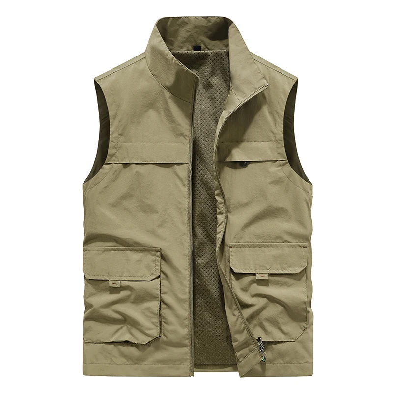 for Fishing Vest Tactical Military Coat Summer Men Denim Male Jackets Sleeveless Jacket Multi-pocket Mesh Monclair Padding MAN