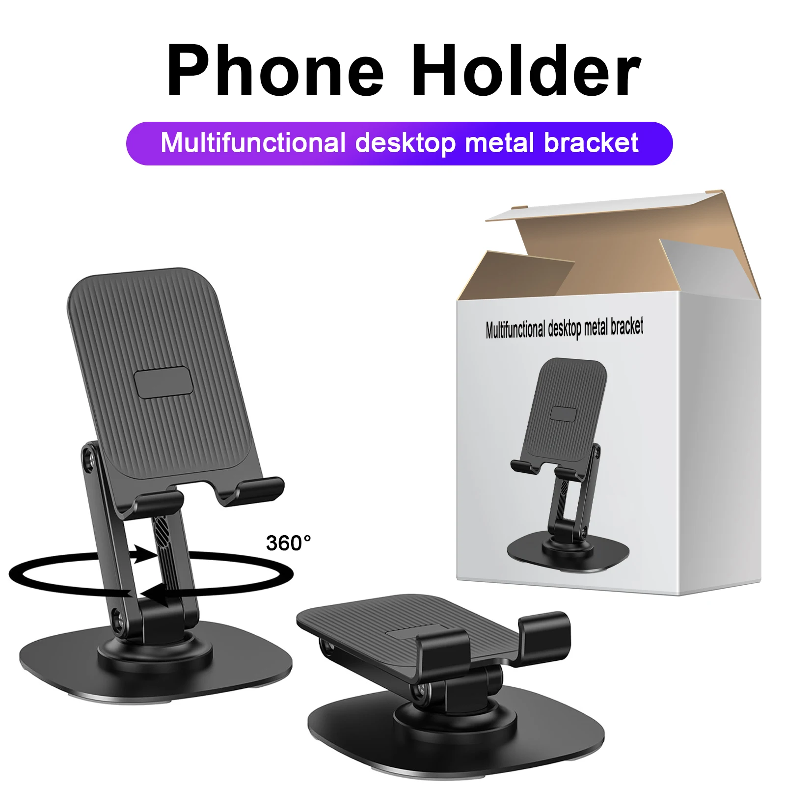 Dual Folding Cell Phone Stand Fully Adjustable Foldable Desktop Multifunctional metal Phone Holder Cradle Dock Compatible Phones