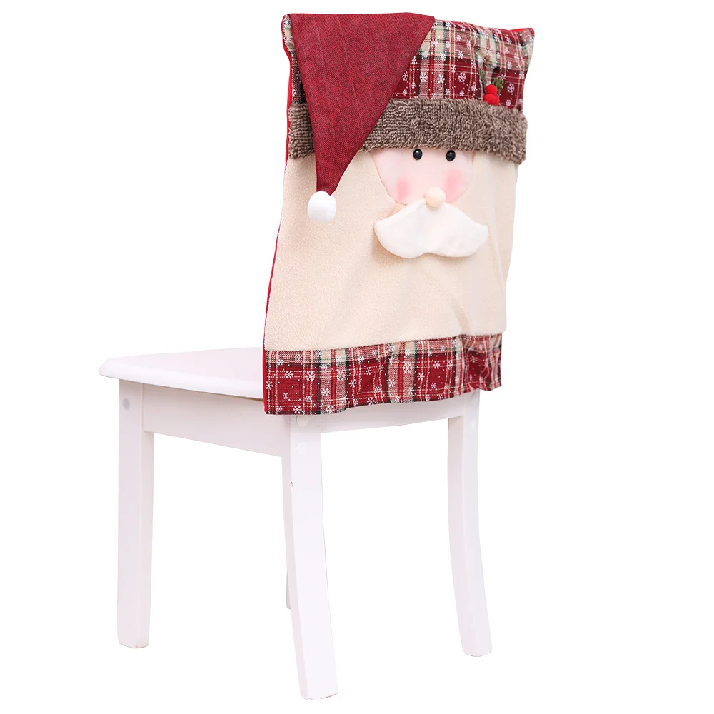 2024 New Year Christmas  Festival Decoration Santa Snowman Kitchen  Dinner Room Chair Covers