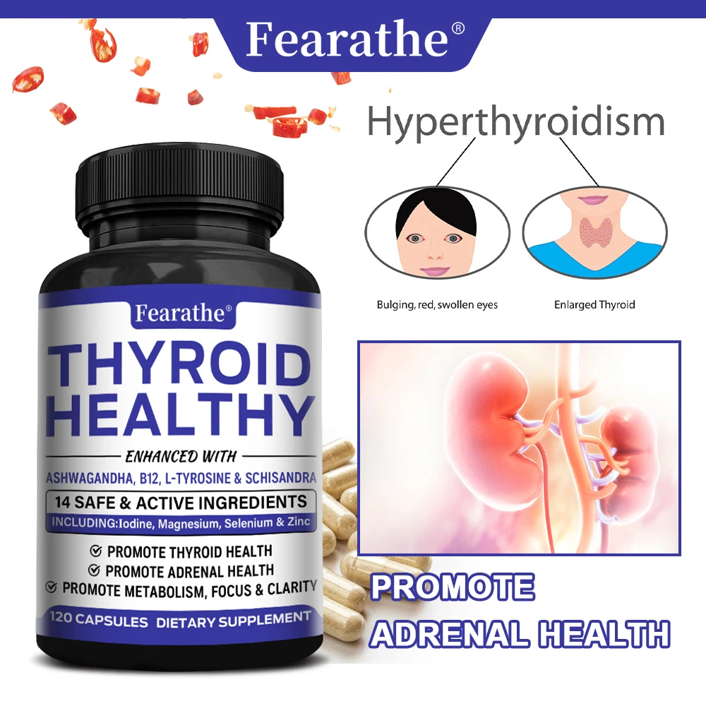 Thyroid Support Capsules with Vitamin B12, Iodine, Supports Thyroid Wellness, Metabolism, Focus, Daily Energy & Mental Clarity