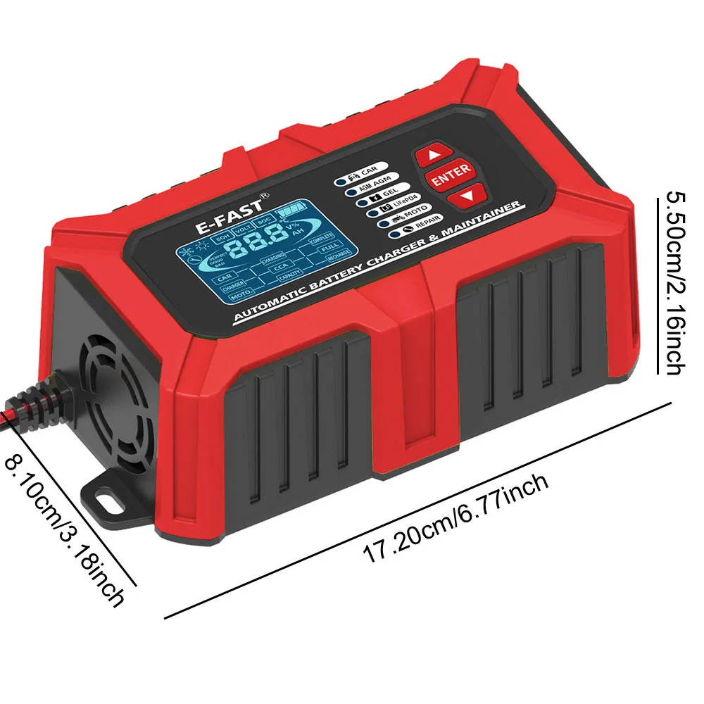 For Lead Acid AGM GEL Lithium LiFePo4 Batteries System Tester Car Motorcycle Battery Analyzer 3in1 12V Smart Car Battery Charger