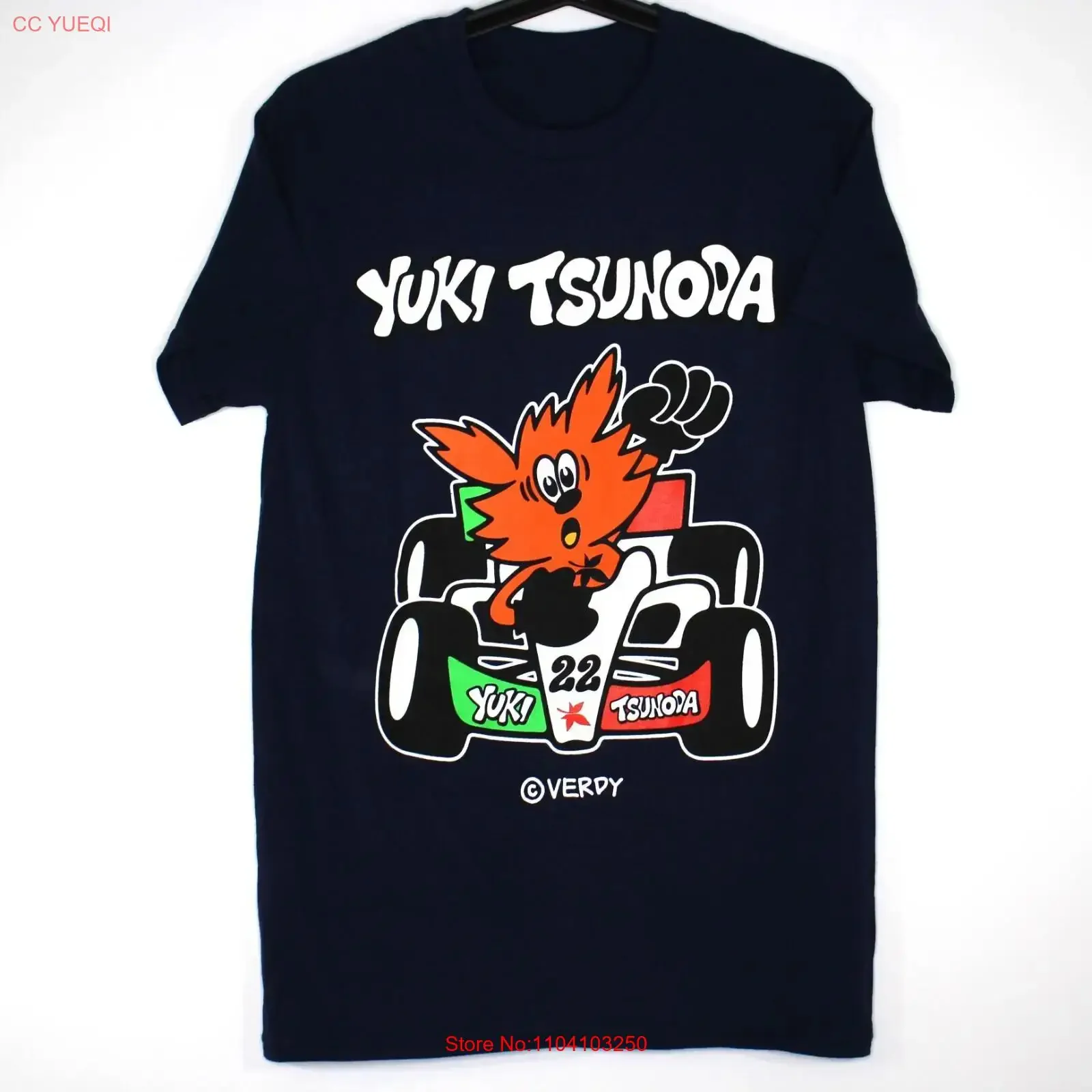 Camiseta Masculina Yuki Tsunoda x Verdy com Logo Grande NOVA H845 Vintage Lavada Macia Estilo Streetwear para Uso Diário Fashion Elegante