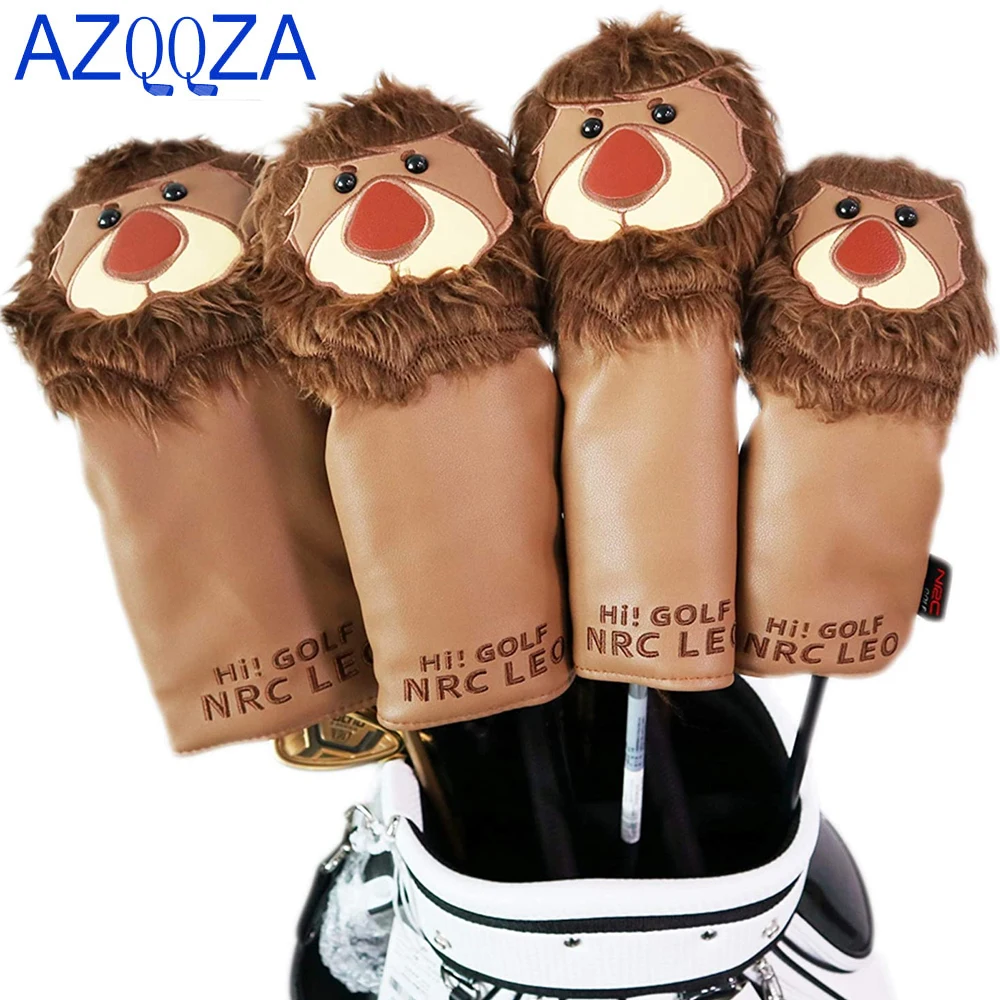 1 3 5 UT Golf Head Covers Club Covers for Driver Fairway Woods Hybrid Lion Protector Headcover PU Leather