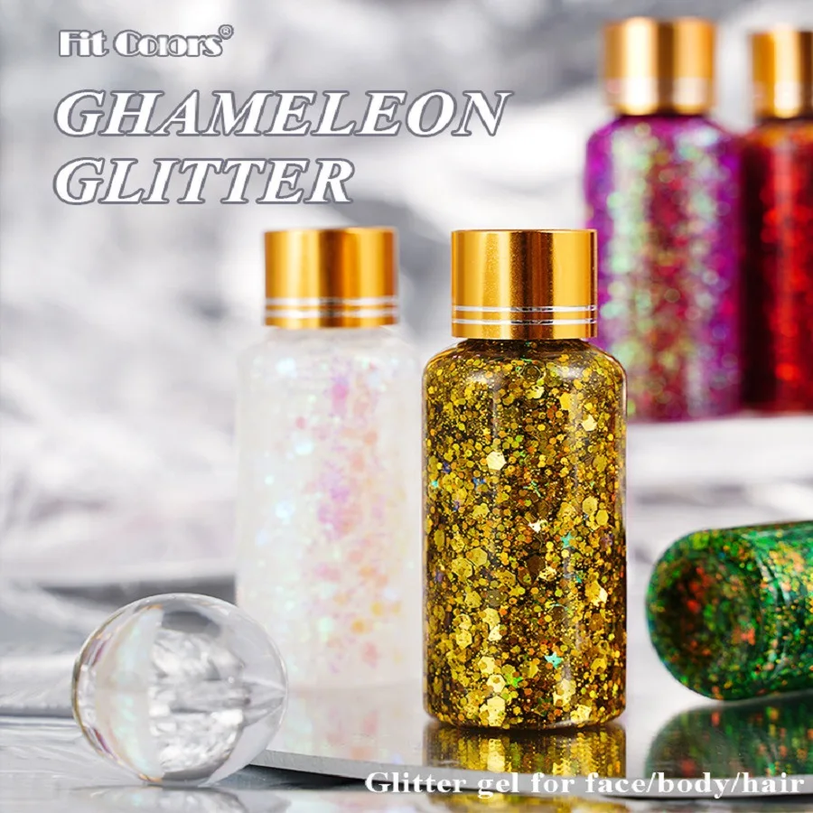 Kleurveranderende gepolariseerde glittergel Multi-actieve gezichts-/lichaams-/lippenmake-up Stage Party Bling Goddess