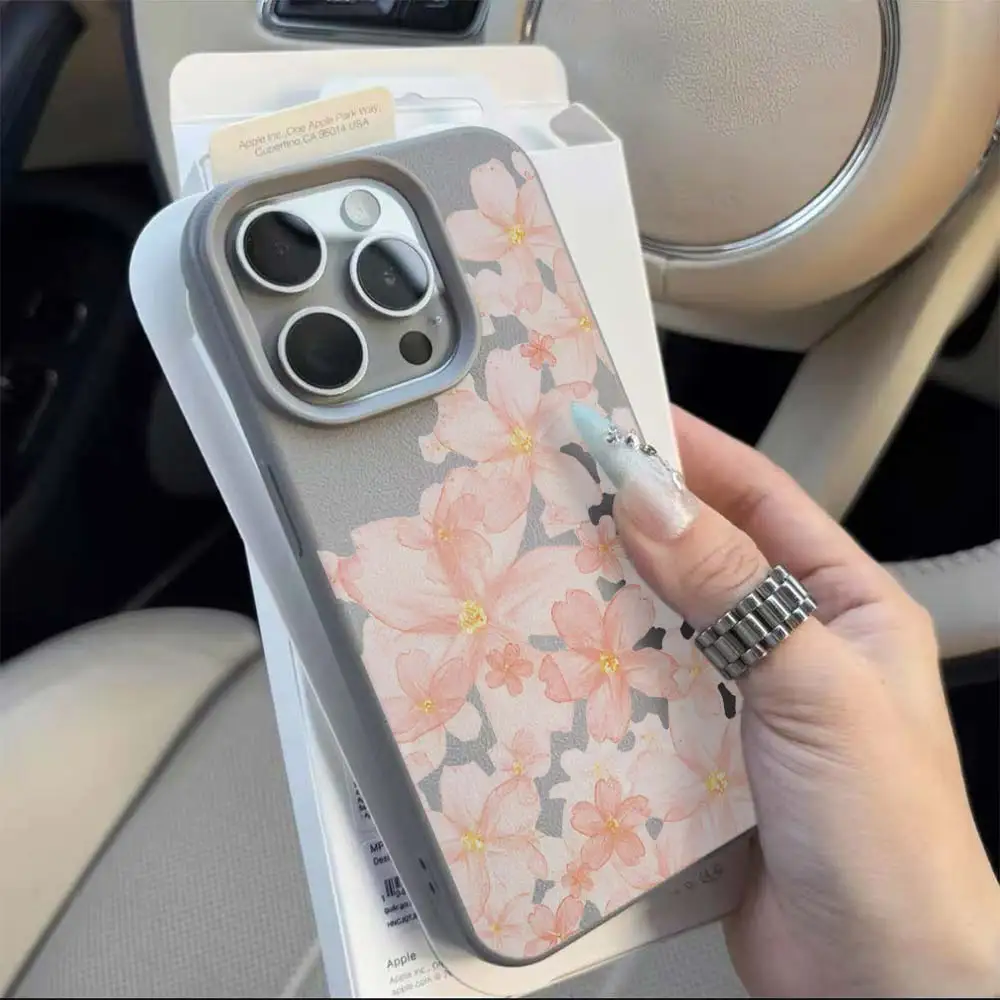 Pink Sakura Floral Matte Phone case For iphone 17 16 15 13 12 11 14 Pro Max 17Air XR X XS 14 15 16 Plus 15 Pro Soft TPU Cover view 3