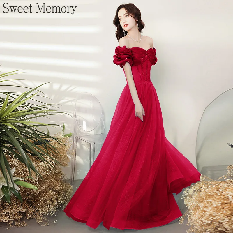 J1152 Customized Blue Red Long Evening Dresses Women's 2025 Spring Summer Luxury Banquet Student Graduation Costume Prom Dress