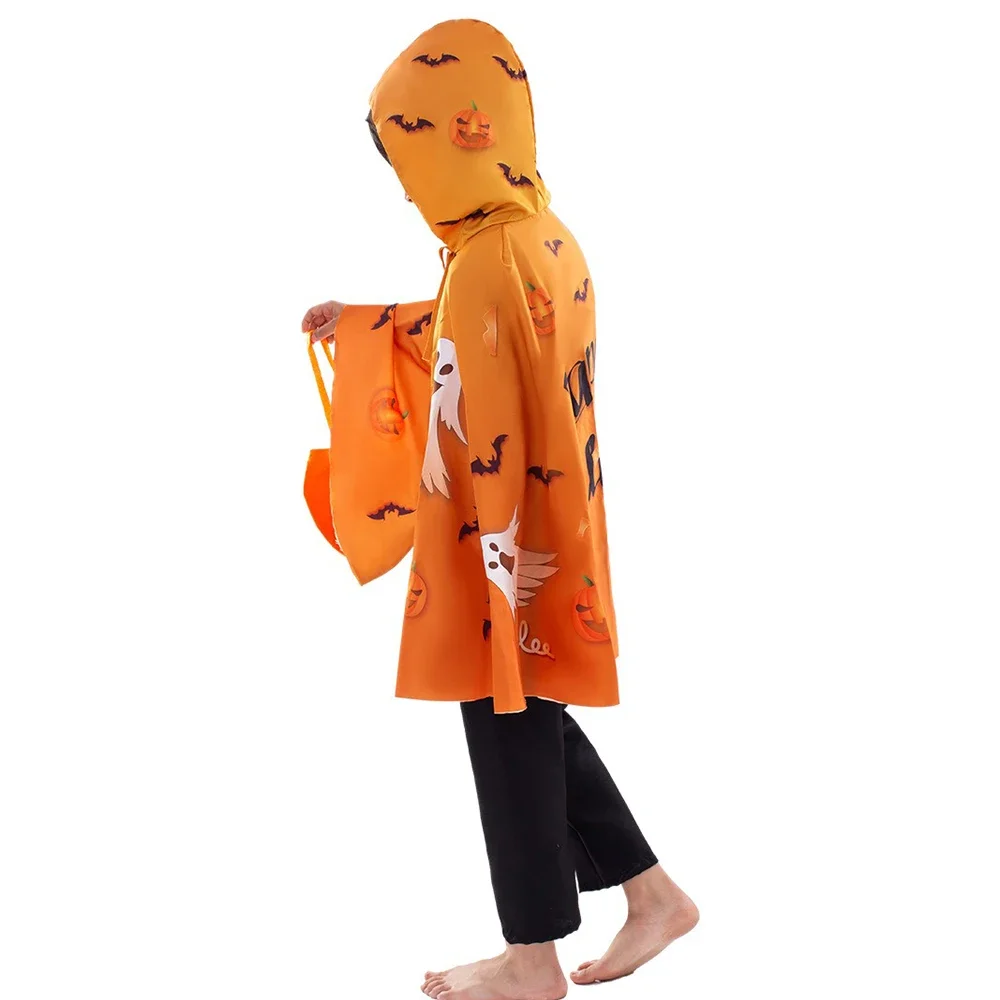 Kinderen Halloween Unisex Heks Cosplay Mantel + Heksenhoed 2-delig Kostuum Carnaval Feest Fancy Goud Zwart Kleurblokkerende Jurk Cape