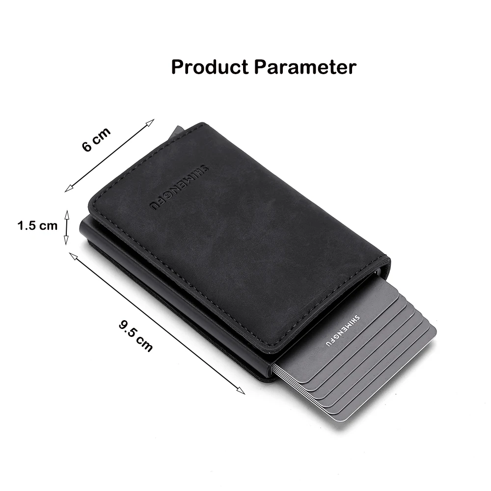 Leather Card Holder Men RFID Blocking Aluminum Metal Slim Wallet Money Bag Credit Card Holder Thin Case Small Male Purses