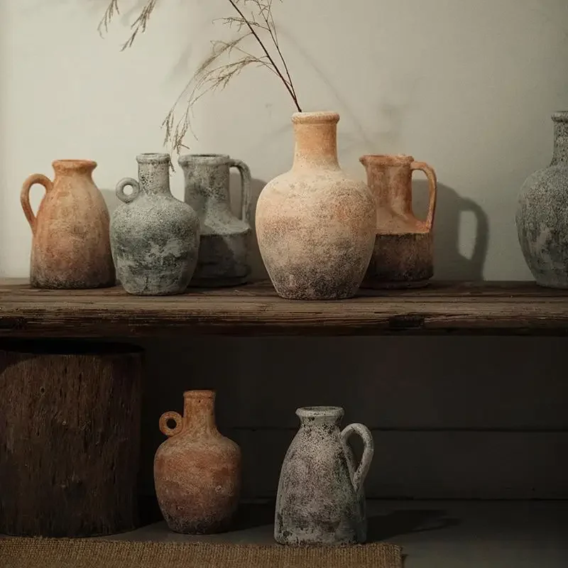 

Zen handmade vintage clay pot, wabi-sabi style homestay, inn, atmosphere decoration, decoration, porch flower arrangement, hydr