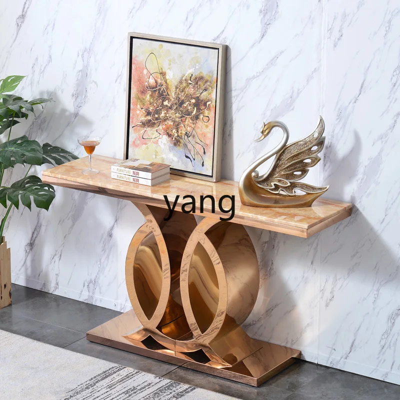 

LMMmodern stainless steel simple foyer porch cabinet aisle corridor modern marble porch table