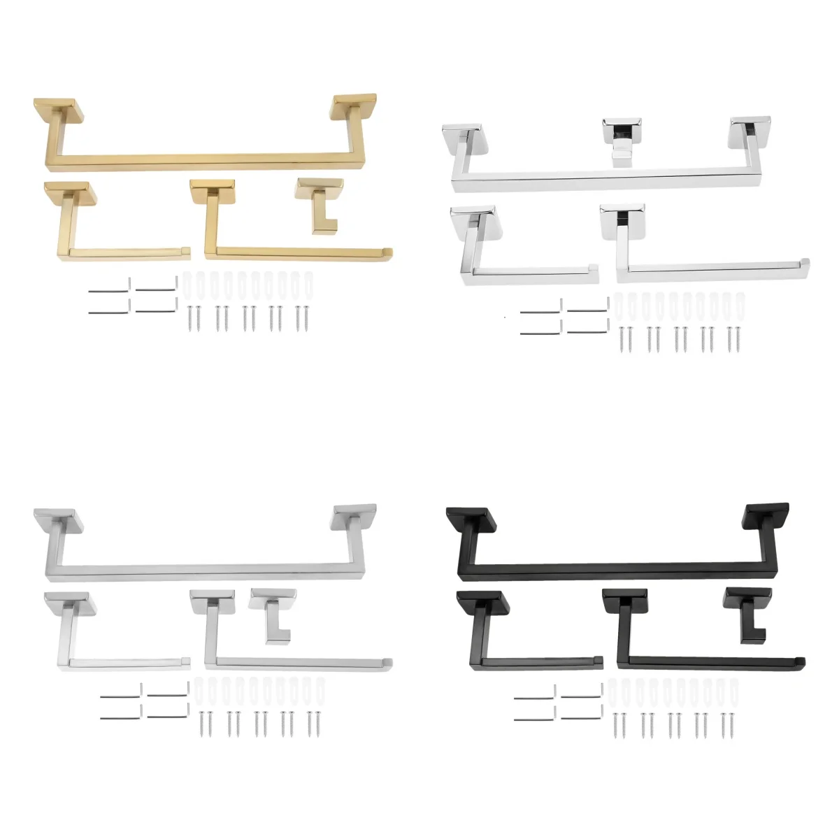 

4 шт., настенное крепление для ванной комнаты, набор фурнитуры 16 дюймов, вешалка для полотенец из нержавеющей стали, крючок для халата, держатель для полотенец для рук с держателем для туалетной бумаги