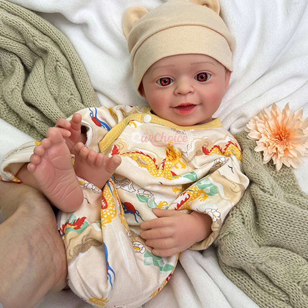 リアルな18インチシリコンリボーンドール、リアルな開口部の人形、ムネカギフト、新生児のようなリアルなシリコン製人形、クリスマスギフトに
