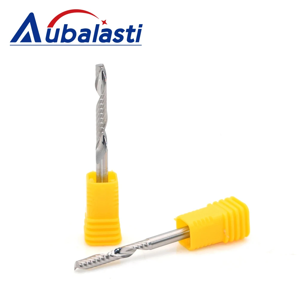 Aubalasti-다운 컷 밀링 커터, 단일 플루트 나선형 비트, SHK 3.175/4/6mm, 텅스텐 카바이드 CNC 공구 라우터 조각 비트, 5 피스