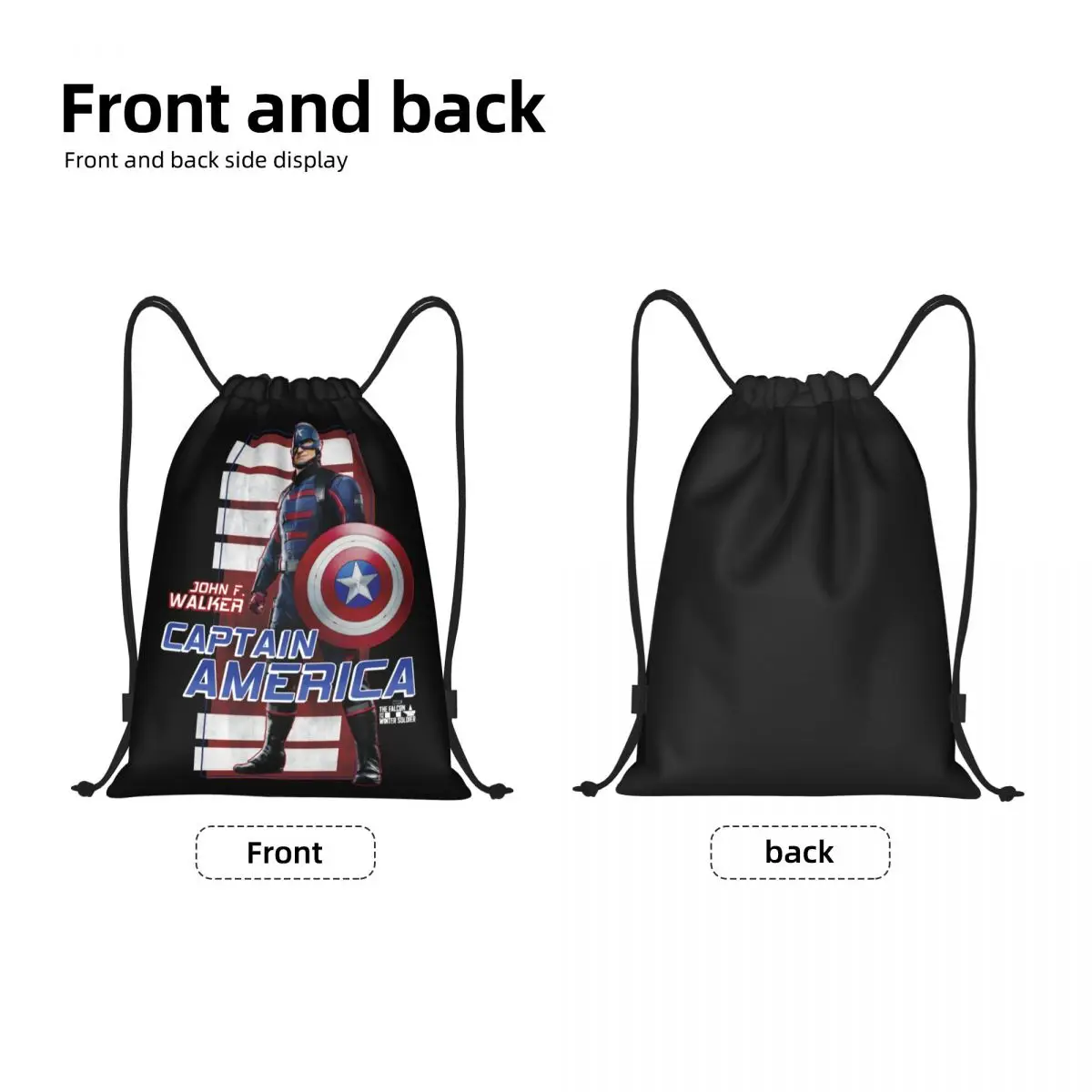 Custom Captain America Hero Manga Drawstring Backpack Bags Men Women Lightweight Gym Sports Sackpack Sacks for Traveling