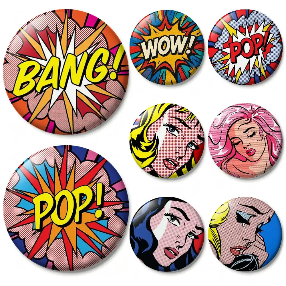 Pop Art R-Roy L-Lichtenstein Laser Badge Creative Pins Brooch for Bag Clothes Hat Decor Gifts Fans Collect